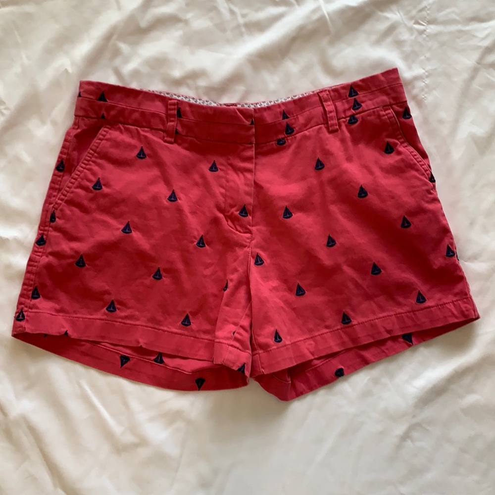 British Khaki Pink & Navy Blue Sailboat Shorts